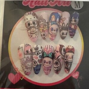 Press On Nails Cartoon Character Nail Art Medium Almond Shape False‎ Nails